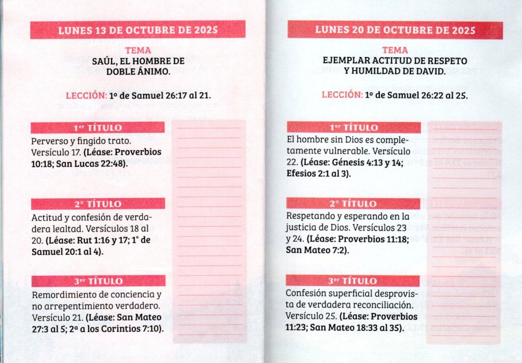 Lunes 20 de octubre de 2025. “EJEMPLAR ACTÍTUD DE RESPETO Y HUMILDAD DE DAVID”.