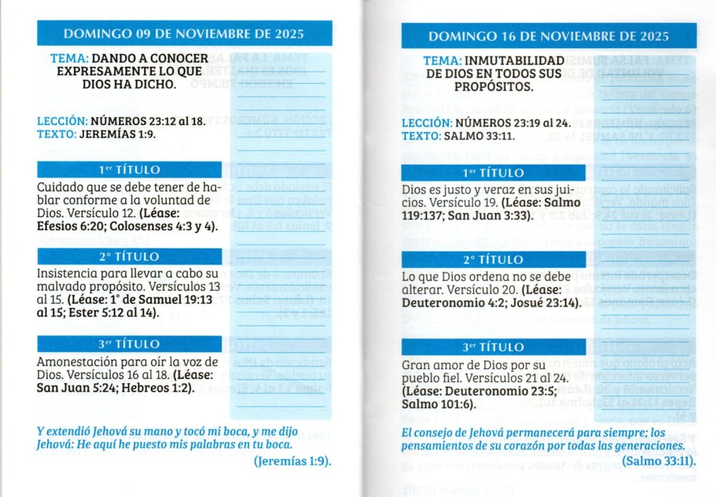 DOMINGO 16 DE NOVIEMBRE DE 2025. “INMUTABILIDAD DE DIOS EN TODOS SUS PROPOSITOS”.
