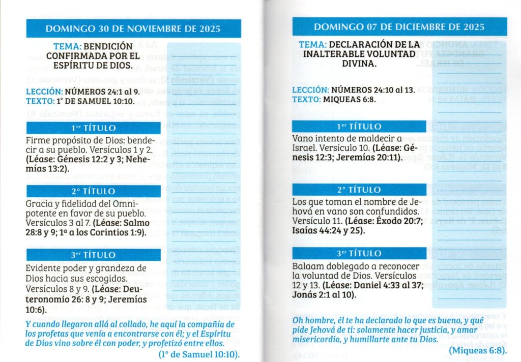 Domingo 30 de noviembre de 2025. “BENDICIÓN CONFIRMADA PON EL ESPÍRITU DE&nbsp;DIOS”.