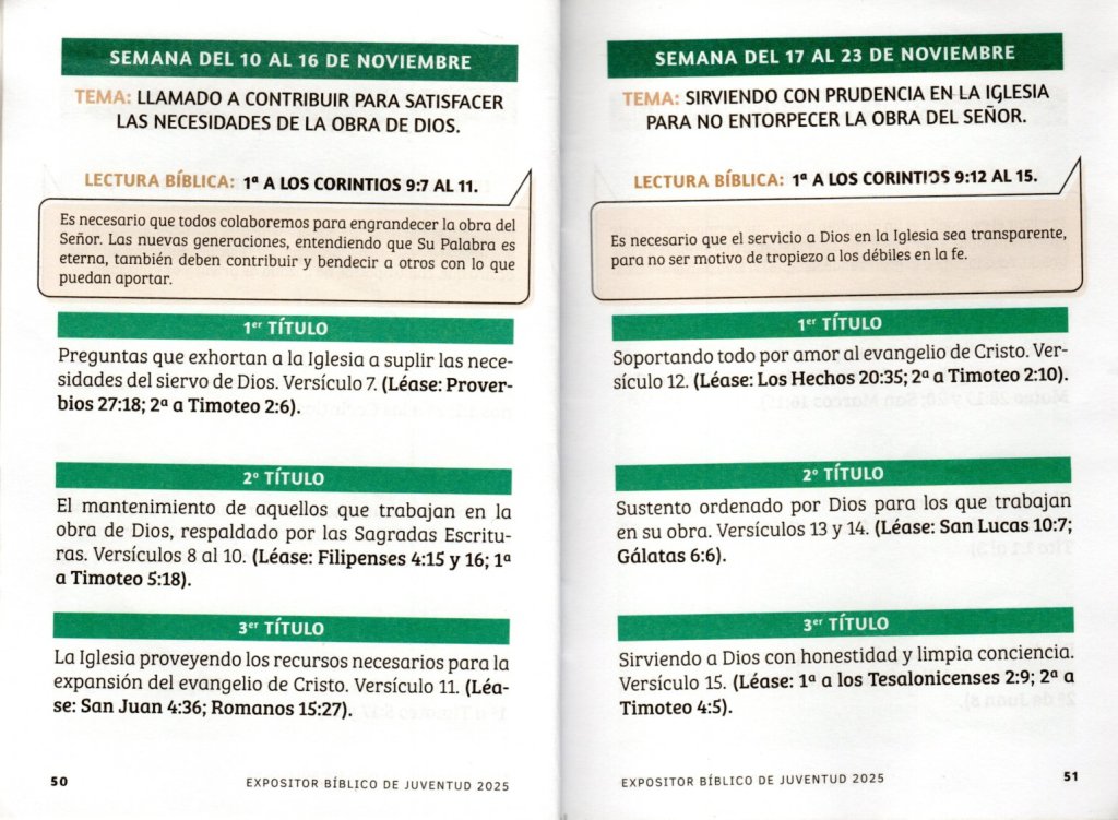 Semana del 10 al 16 de noviembre de 2005. “LLAMADO A CONTRIBUIR PARA SATISFACER LAS NECESIDADES DE LA OBRA DE&nbsp;DIOS”.