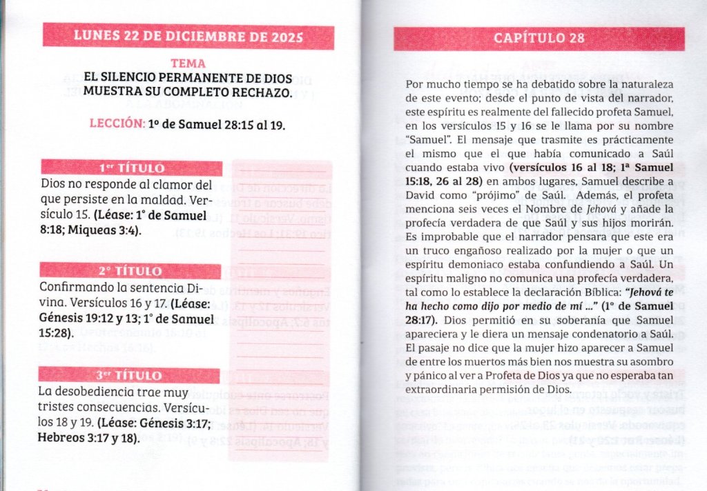 LUNES 22 DE DICIEMBRE DE 2025.“EL SILENCIO PERMANENTE DE DIOS MUESTRA SU COMPLETO RECHAZO”.