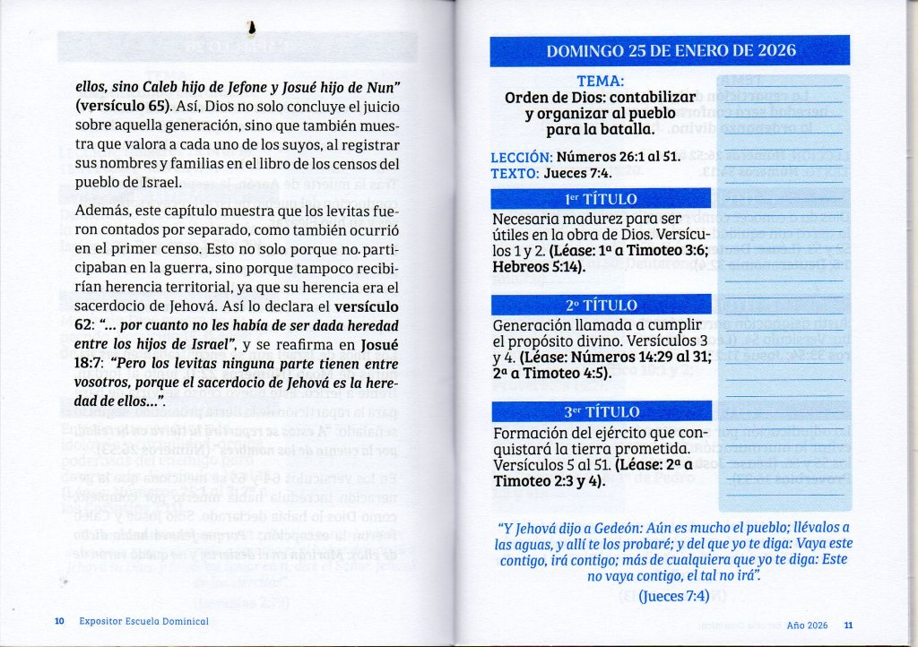 DOMINGO 25 DE ENERO DE 2026. “ORDEN DE DIOS: CONTABILIZAR Y ORGANIZAR AL PUEBLO PARA LA BATALLA”.