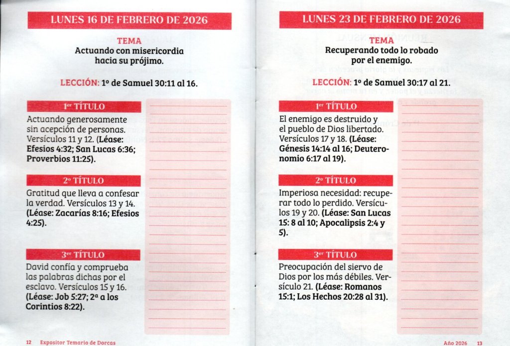 LUNES 16 DE FEBRERO DE 2026. “ACTUANDO CON MISERICORDIA HACIA SU PRÓJIMO”.