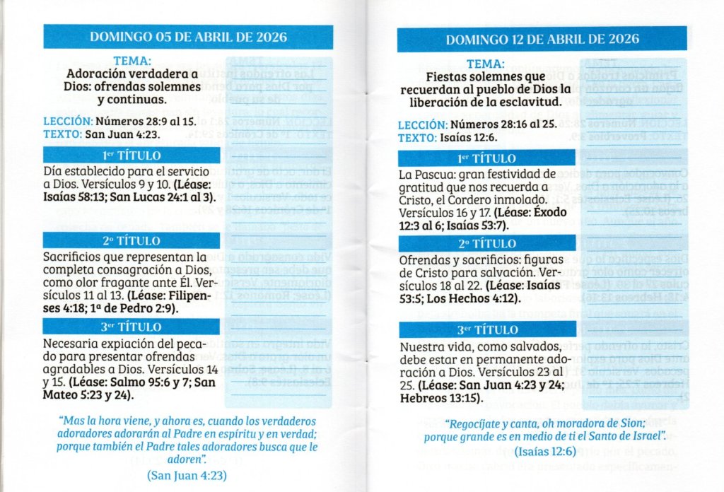 DOMINGO O5 DE ABRIL DE 2026. “ADORACIÓN VERDADERA A DIOS: OFRENDAS SOLEMNES Y&nbsp;CONTINUAS”.