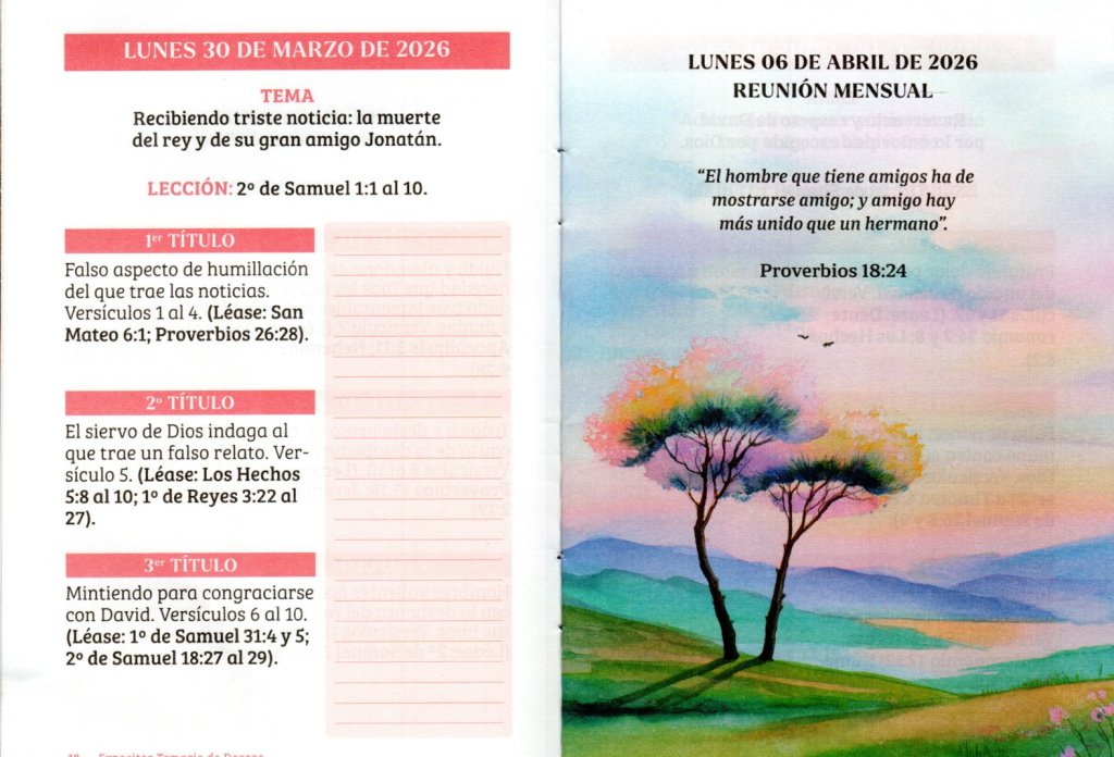 LUNES 30 DE MARZO DE 2026. “RECIBIENDO TRISTE NOTICIA: LA MUERTE DEL REY Y DE SU GRAN AMIGO JONATÁN”.