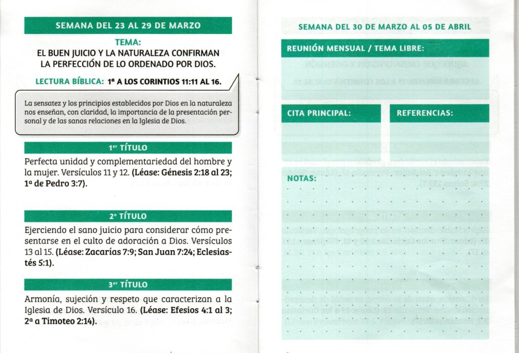 SEMANA DEL 23 AL 29 DE MARZO. “EL BUEN JUICIO Y LA NATURALEZA CONFIRMAN LA PERFECCIÓN DE LO ORDENADO POR DIOS”.