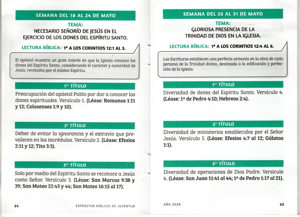 SEMANA DEL 25 AL 31 DE MAYO 2026. “GLORIOSA PRESENCIA DE LA TRINIDAD DE DIOS EN LA&nbsp;IGLESIA”.