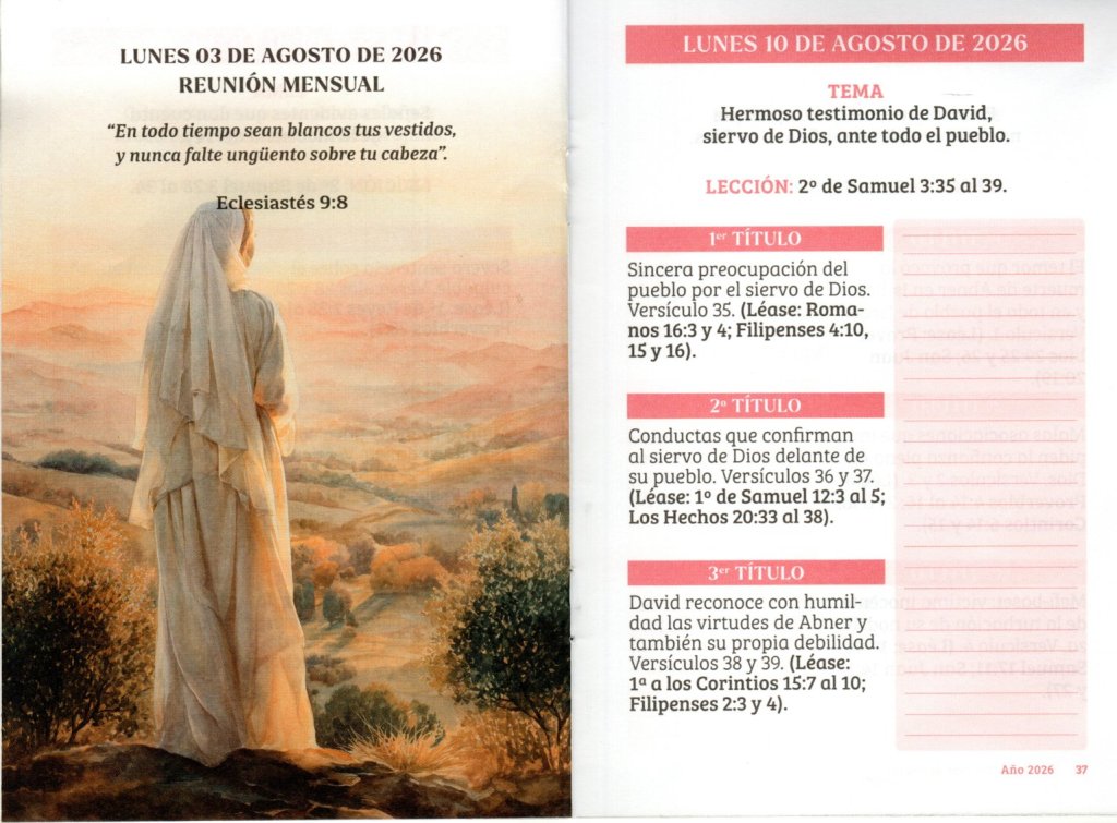 LUNES 10 DE AGOSTO DE 2026. “HERMOSO TESTIMONIO DE DAVID, SIERVO DE DIOS, ANTE TODO EL PUEBLO”.